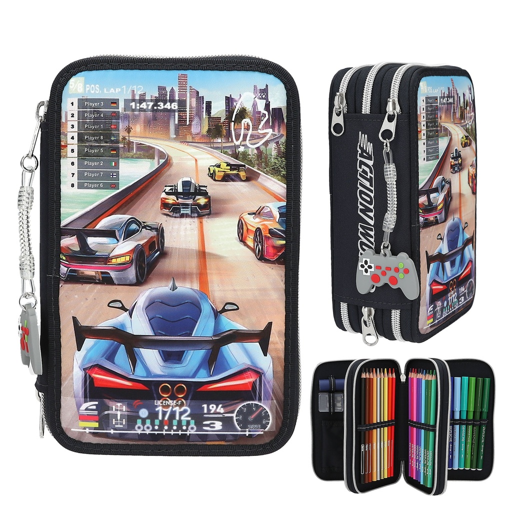 [57293256819023] Action World 3 Fach Federtasche Gaming