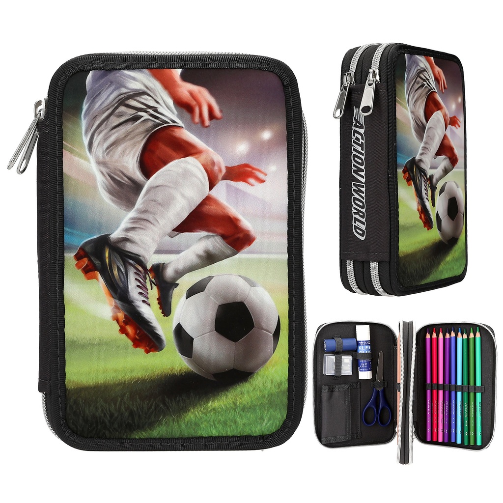 [dep14185] Action World 2 Fach Federtasche Fussball